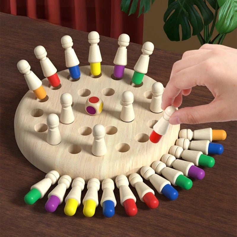 “Wooden Memory Match Stick Chess – Montessori Educational Color Game Board Puzzle for Kids, Cognitive Learning & Skill Development Toy” - RELUX.STORE