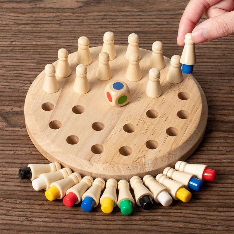 “Wooden Memory Match Stick Chess – Montessori Educational Color Game Board Puzzle for Kids, Cognitive Learning & Skill Development Toy” - RELUX.STORE