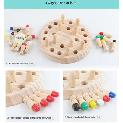 “Wooden Memory Match Stick Chess – Montessori Educational Color Game Board Puzzle for Kids, Cognitive Learning & Skill Development Toy” - RELUX.STORE