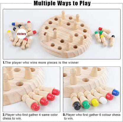 “Wooden Memory Match Stick Chess – Montessori Educational Color Game Board Puzzle for Kids, Cognitive Learning & Skill Development Toy” - RELUX.STORE