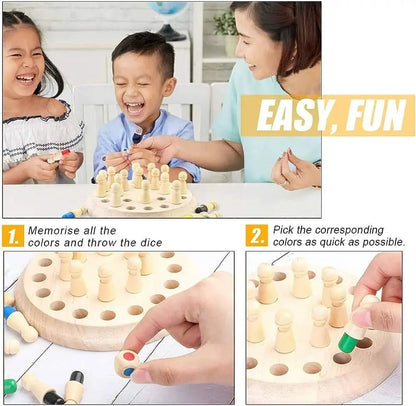 “Wooden Memory Match Stick Chess – Montessori Educational Color Game Board Puzzle for Kids, Cognitive Learning & Skill Development Toy” - RELUX.STORE