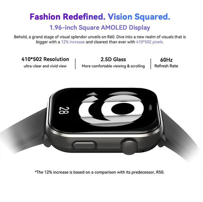 [World Premiere] Blackview Smartwatch R60 Watch 1.96'' AMOLED Display 800mAh Bluetooth Phone Calls Health and Fitness Tracking - RELUX.STORE
