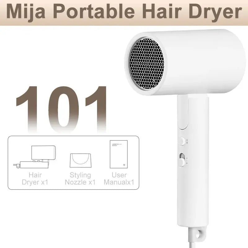 XIAOMI MIJIA Portable Anion Hair Dryer H101 Quick Dry Professinal Foldable 1600W 50 Million Negative Lons Home Travel Hair Care - RELUX.STORE