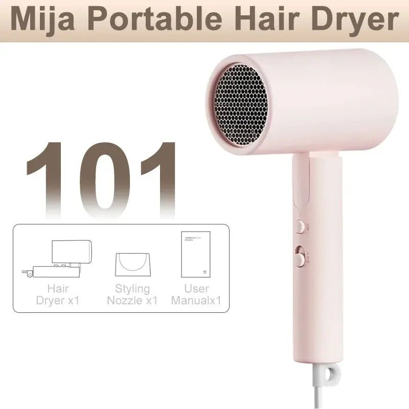 XIAOMI MIJIA Portable Anion Hair Dryer H101 Quick Dry Professinal Foldable 1600W 50 Million Negative Lons Home Travel Hair Care - RELUX.STORE