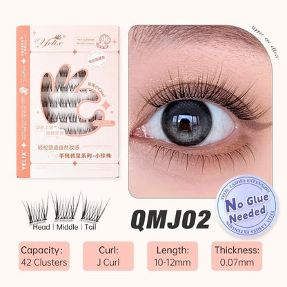 Yelix Self - adhesive Glue Free False Eyelashes Reusable DIY Segmented DIY Lashes Clusters No Glue Needed Natural Soft Lashes - RELUX.STORE