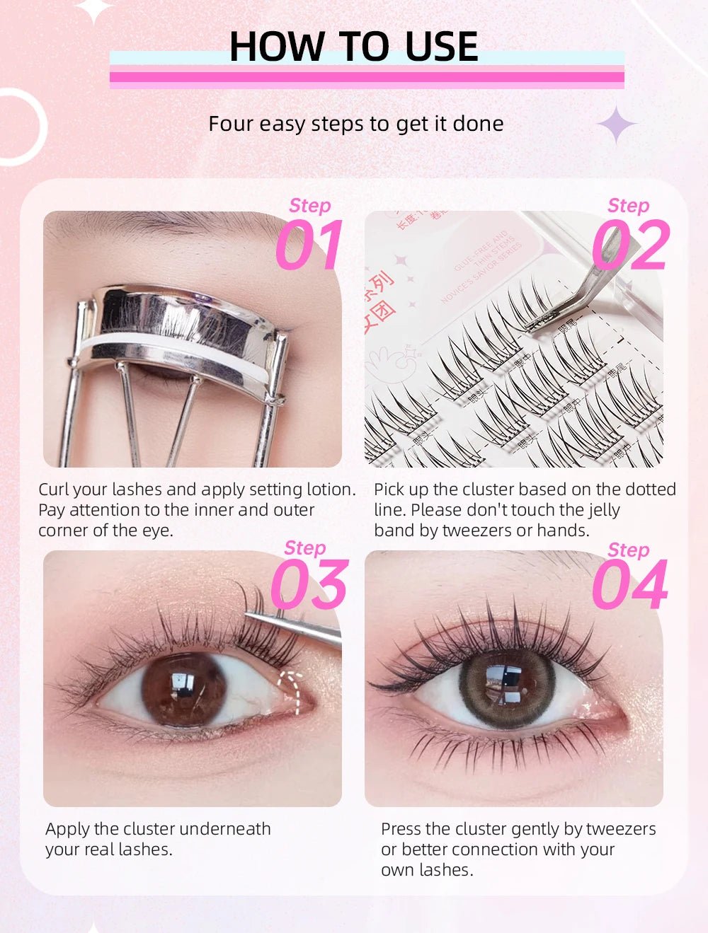Yelix Self - adhesive Glue Free False Eyelashes Reusable DIY Segmented DIY Lashes Clusters No Glue Needed Natural Soft Lashes - RELUX.STORE