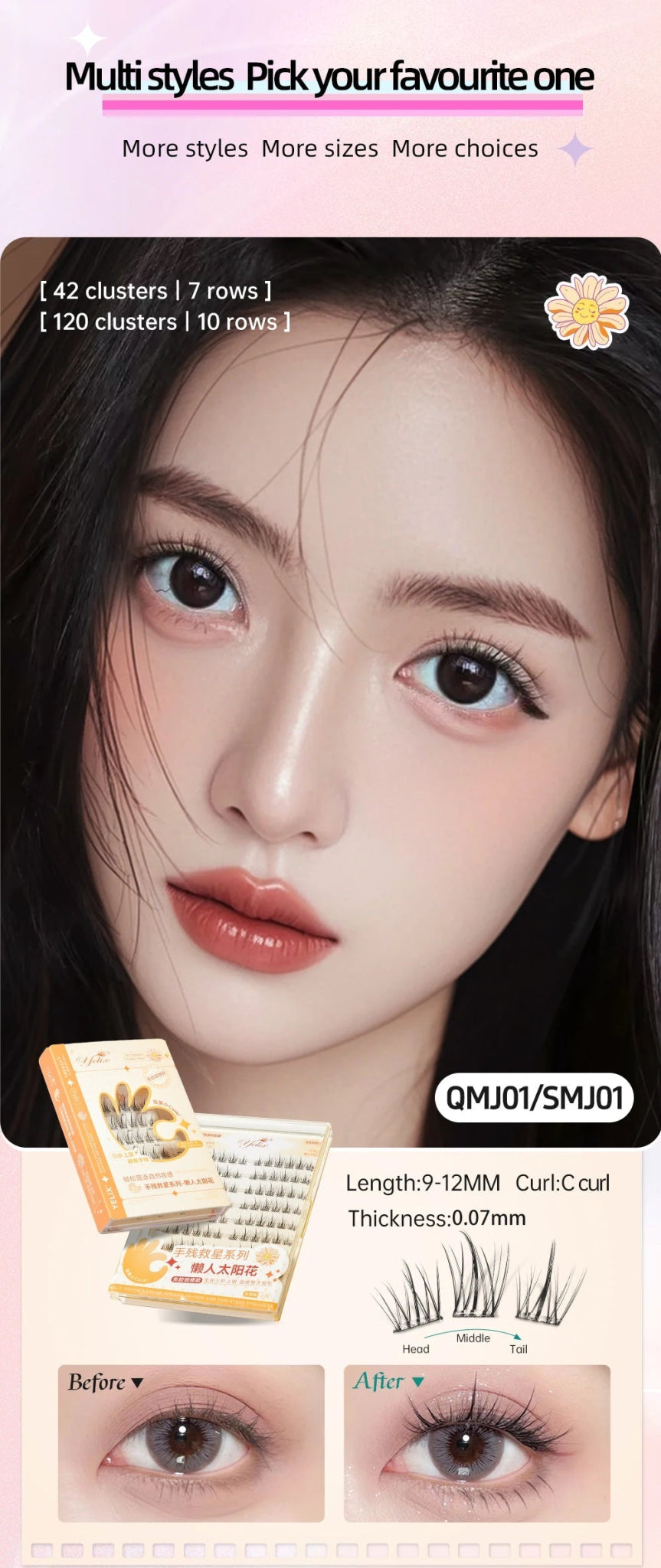 Yelix Self - adhesive Glue Free False Eyelashes Reusable DIY Segmented DIY Lashes Clusters No Glue Needed Natural Soft Lashes - RELUX.STORE