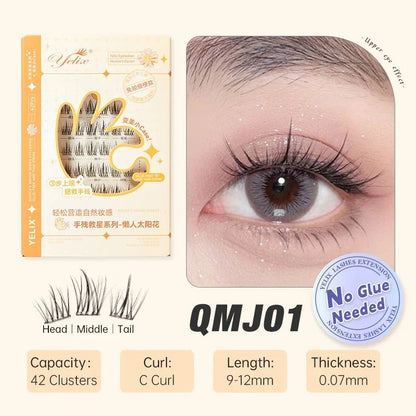 Yelix Self - adhesive Glue Free False Eyelashes Reusable DIY Segmented DIY Lashes Clusters No Glue Needed Natural Soft Lashes - RELUX.STORE