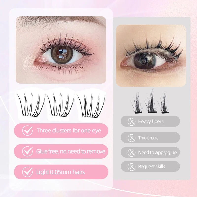 Yelix Self - adhesive Glue Free False Eyelashes Reusable DIY Segmented DIY Lashes Clusters No Glue Needed Natural Soft Lashes - RELUX.STORE