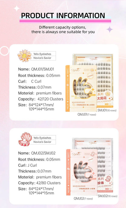 Yelix Self - adhesive Glue Free False Eyelashes Reusable DIY Segmented DIY Lashes Clusters No Glue Needed Natural Soft Lashes - RELUX.STORE