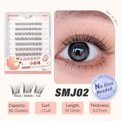 Yelix Self - adhesive Glue Free False Eyelashes Reusable DIY Segmented DIY Lashes Clusters No Glue Needed Natural Soft Lashes - RELUX.STORE