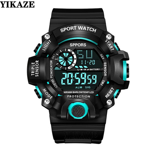 YIKAZE Men's LED Digital Watch Men Sport Watches Fitness Electronic Watch Multifunction Military Sports Watches Clock Kids Gifts - RELUX.STORE